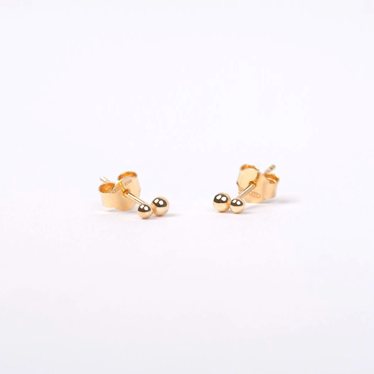 gold double dot stud earrings