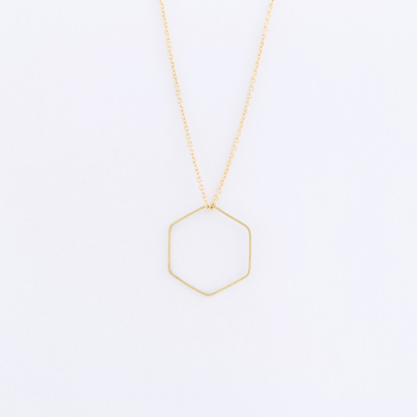 brass hexagon necklace