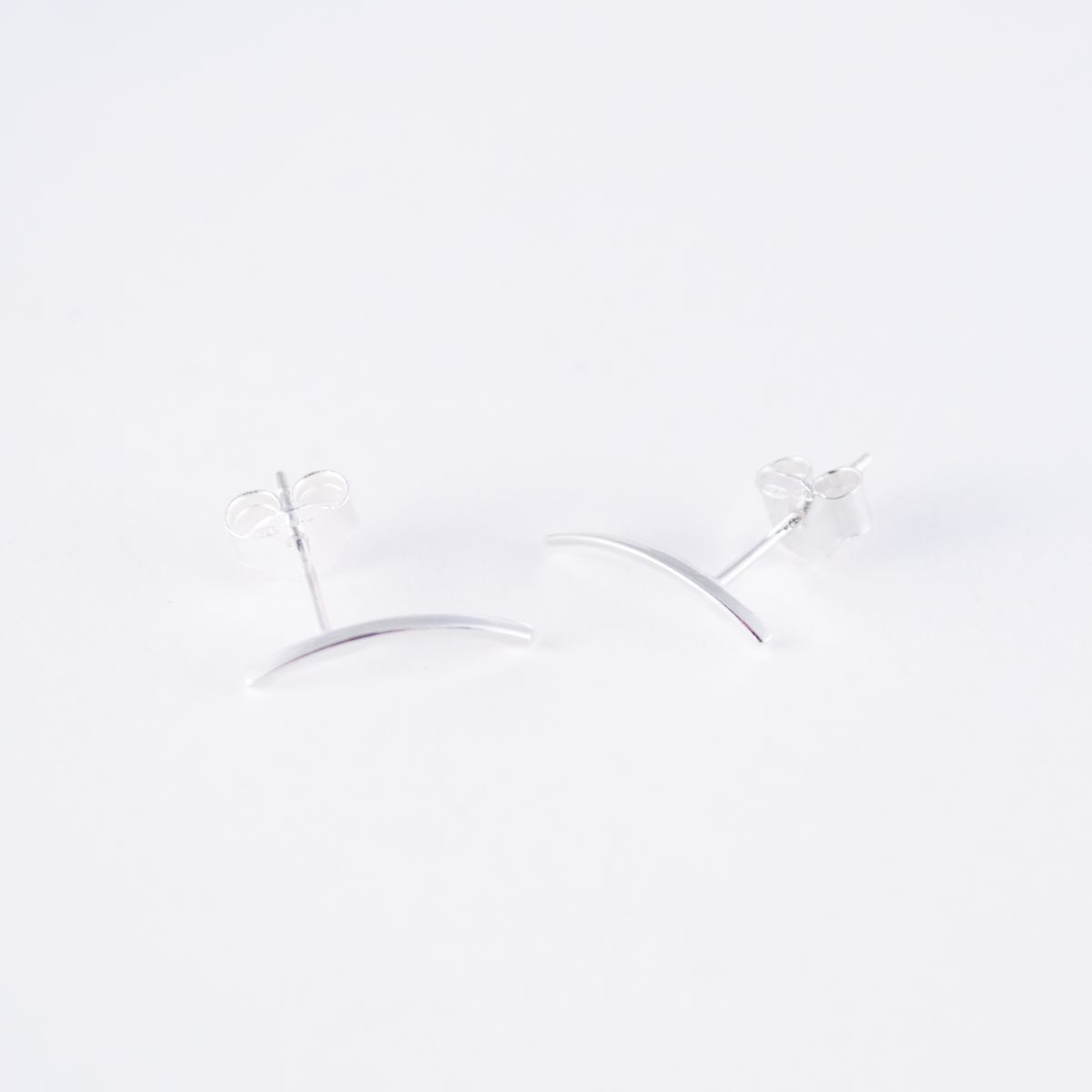 silver curve earrings